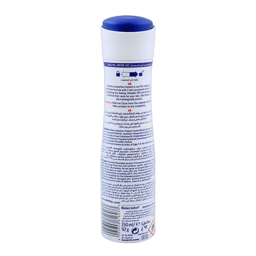 Nivea 48H Dry Comfort, Quick Dry | Deodorant | For Women.