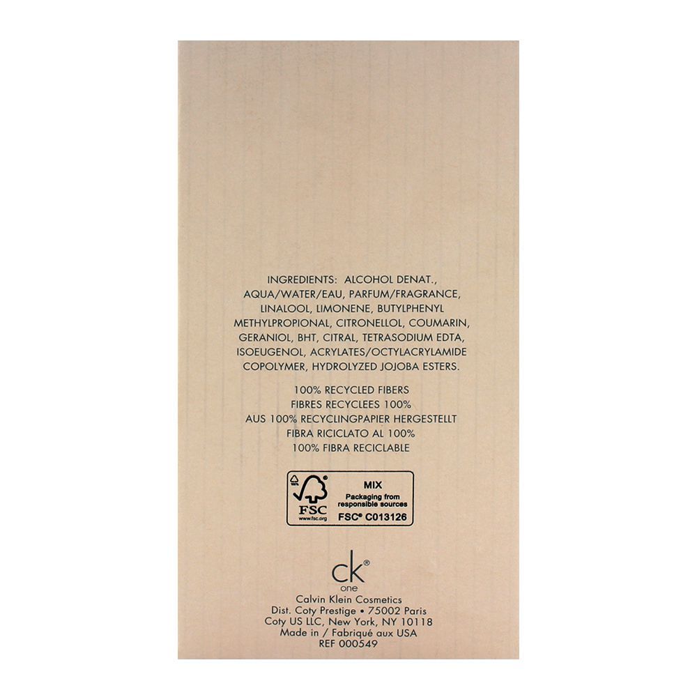 Calvin Klein One Eau De Toilette | United States | Fragrances For Men.