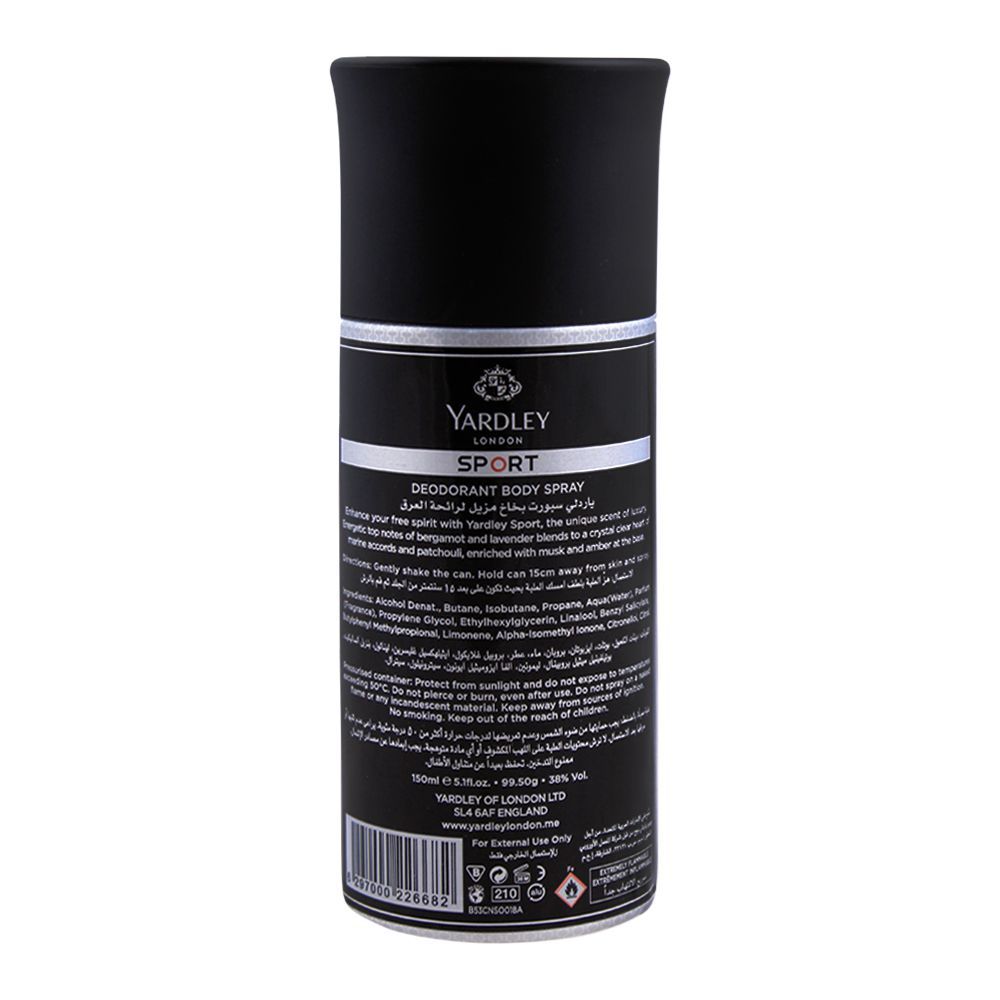 Yardley Sports Deodorant Body Spray For Men |United Kingdom | For Men