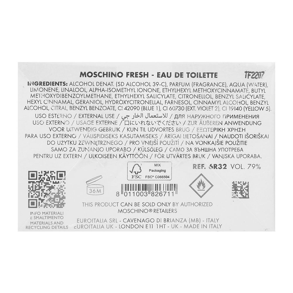 Moschino, Fresh Couture, 100ml | Eau De Toilette | For Women