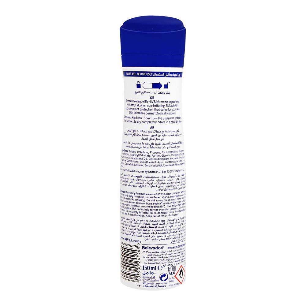 Nivea 48H 0% Alcohol Deodorant Spray| Germany | Dedorant for Men.