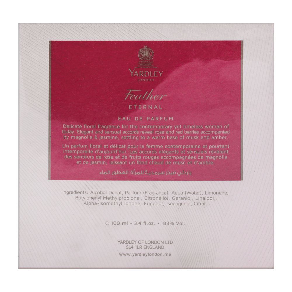 Yardley Feather Eternal Eau De Parfum, 100ml | United Kingdom | Fragrance For Women