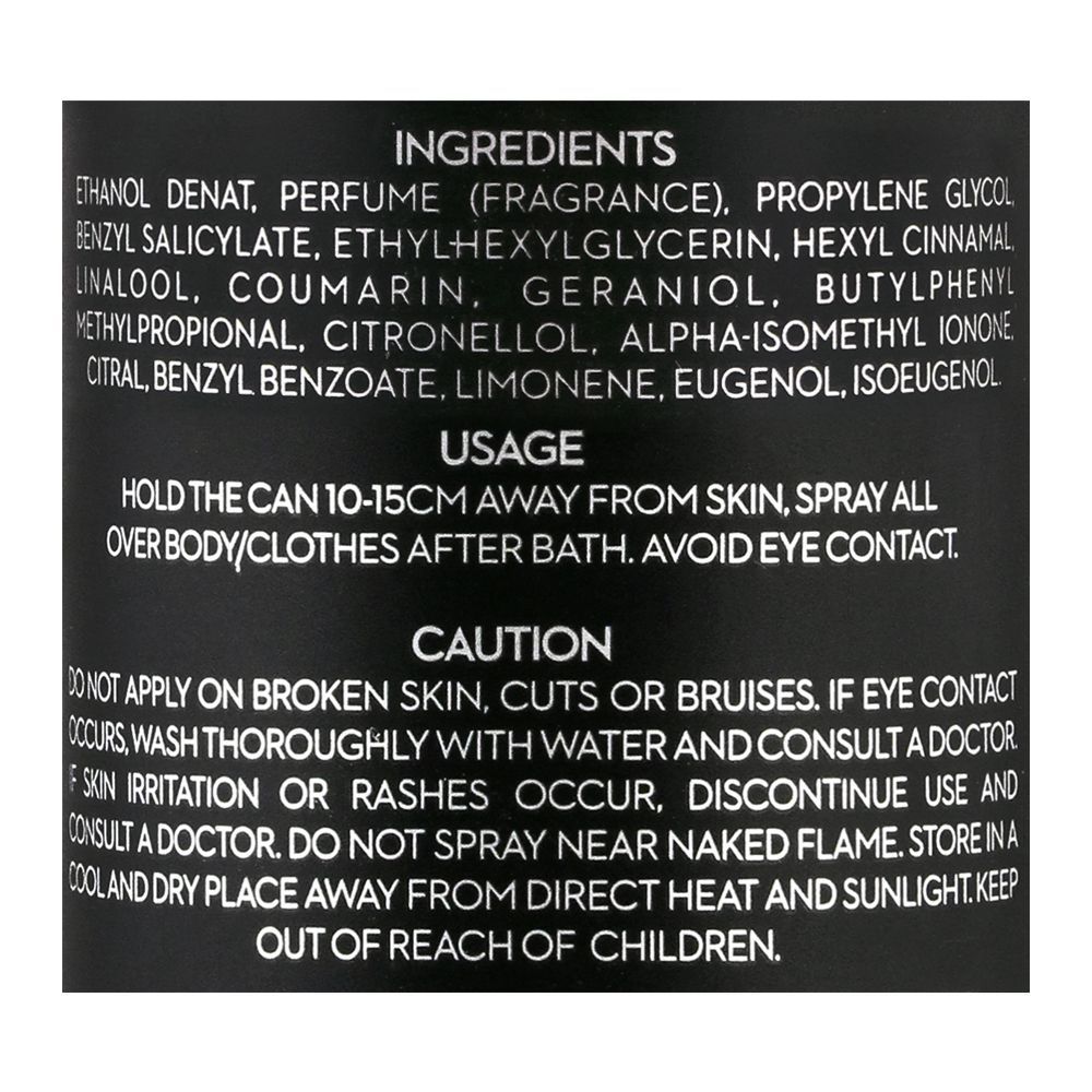 Bold Black Collection Noir Long Lasting Perfume Body Spray | Deodorant | For Men