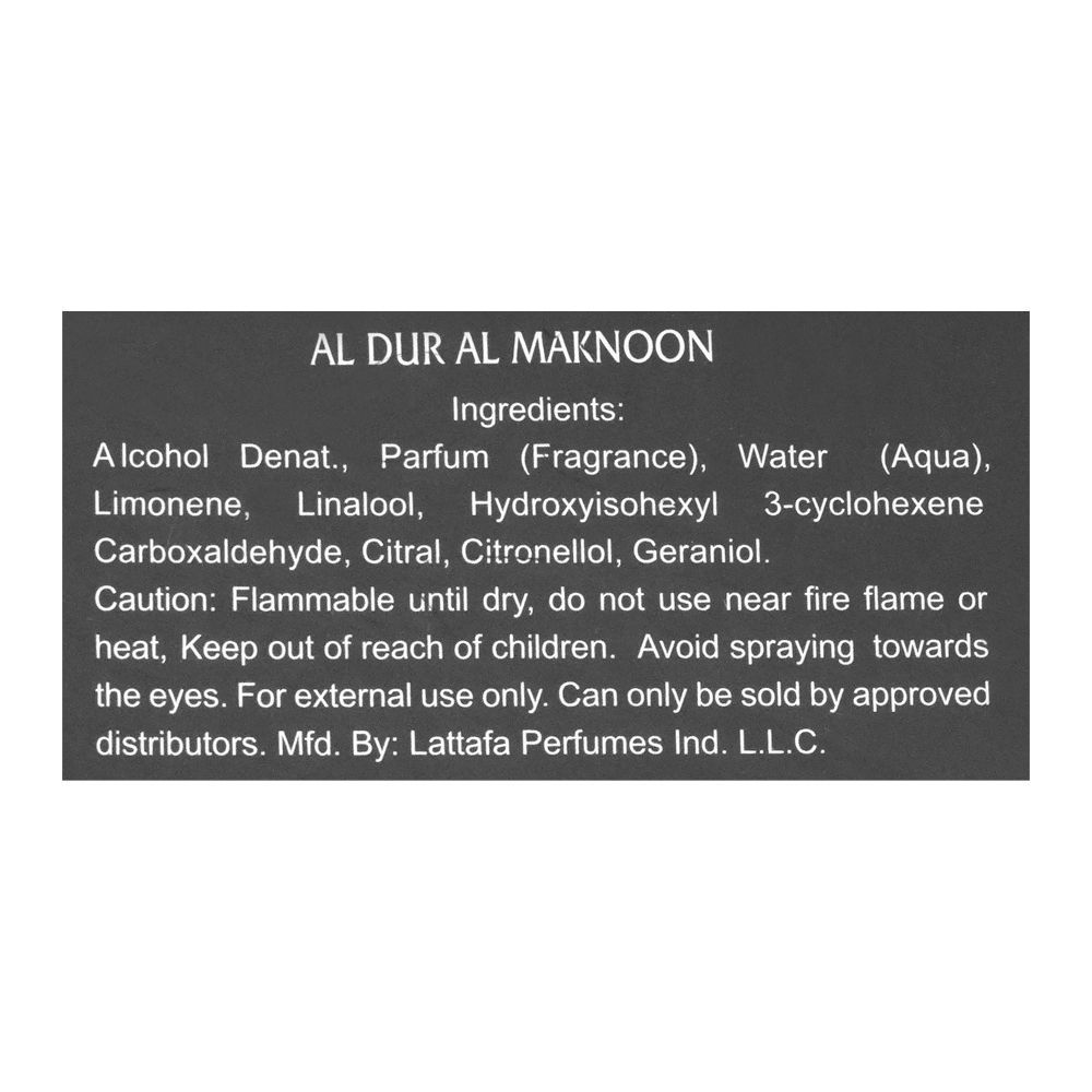 Lattafa Al Dur Al Maknoon Eau De Parfum| United Arab Emirates |Fragrance For Men & Women.