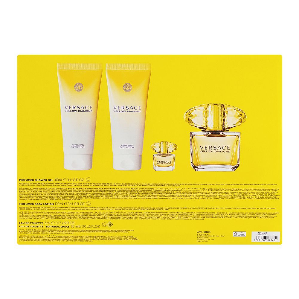 Versace Yellow Diamond Set Eau De Parfum 90ml + Shower Gel + Body Lotion + Beauty Pouch | China | Fragrance For Women