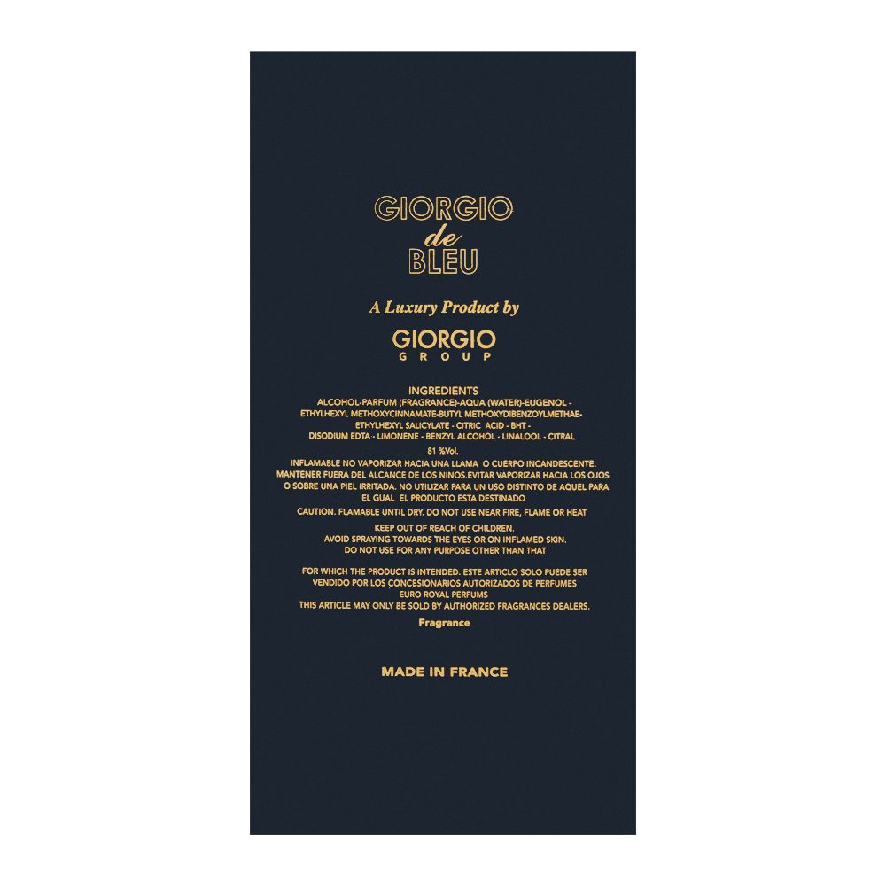 Giorgio De Bleu Spray For Men | France | perfume For Men.