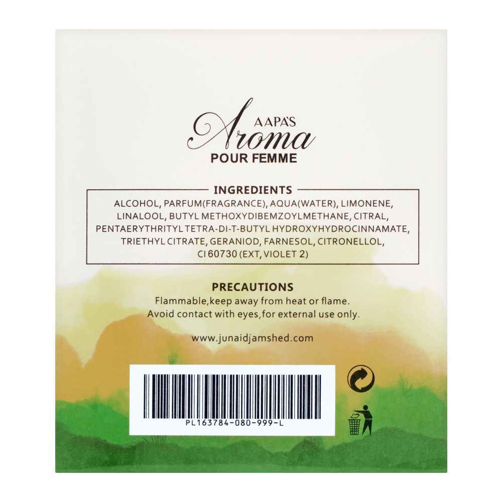 Junaid Jamshed J. Aapa's Aroma Pour Femme, 80ml | Pakistan | Fragrance For Women