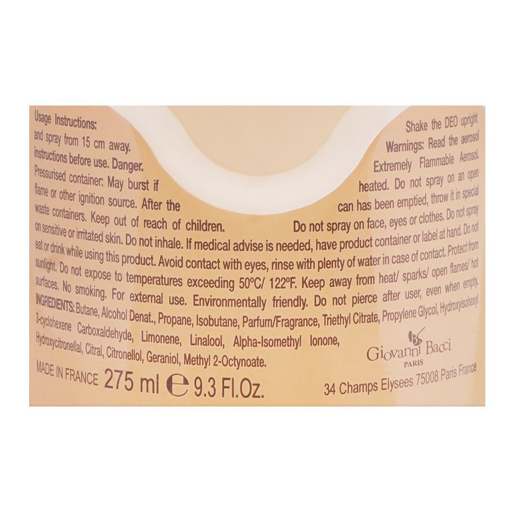 Giovanni Bacci My Giovanni Pour Femme Perfume Deodorant Spray | France | For Women