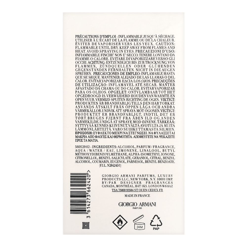 Giorgio Armani Acqua Di Gio Eau De Parfume Refillable Spray For Men, | France | Fragrance for Men.