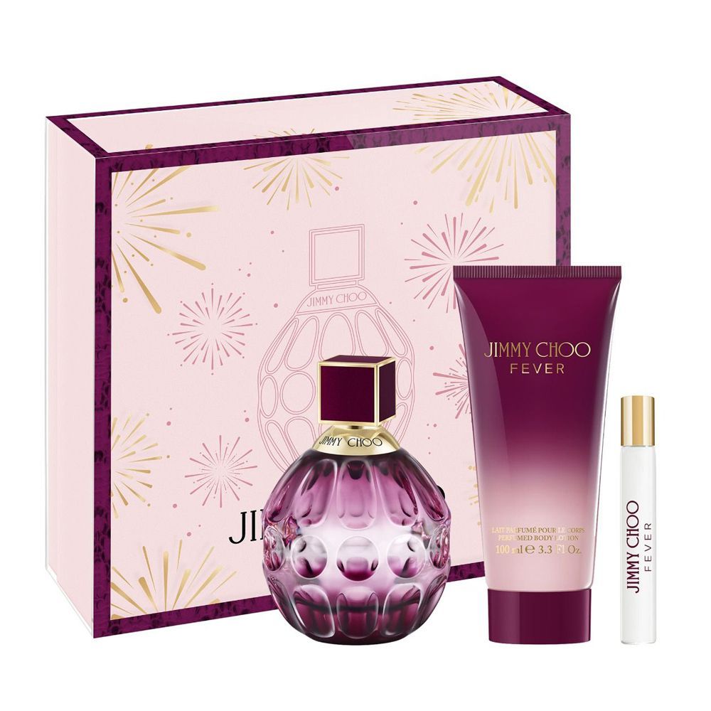 Jimmy Choo Fever Women Set, Eau De Parfum, 100ml + Eau De Parfum, 7.5ml + Body Lotion, 100ml | France | Fragrance For Women