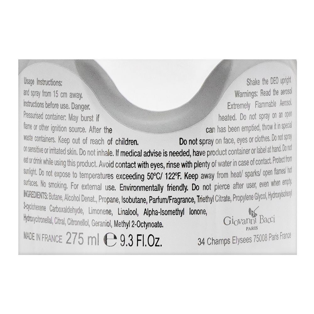 Giovanni Bacci Vicenza Pour Homme Perfume Deodorant Spray | France | For Women
