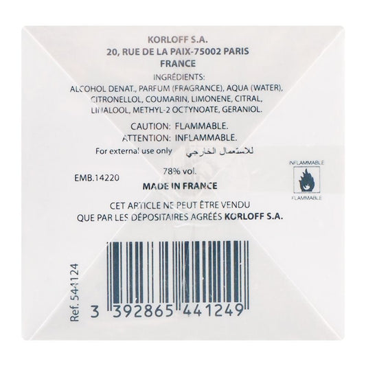 Korloff In White Eau De Toilette, 88ml | France | Fragrance For Men