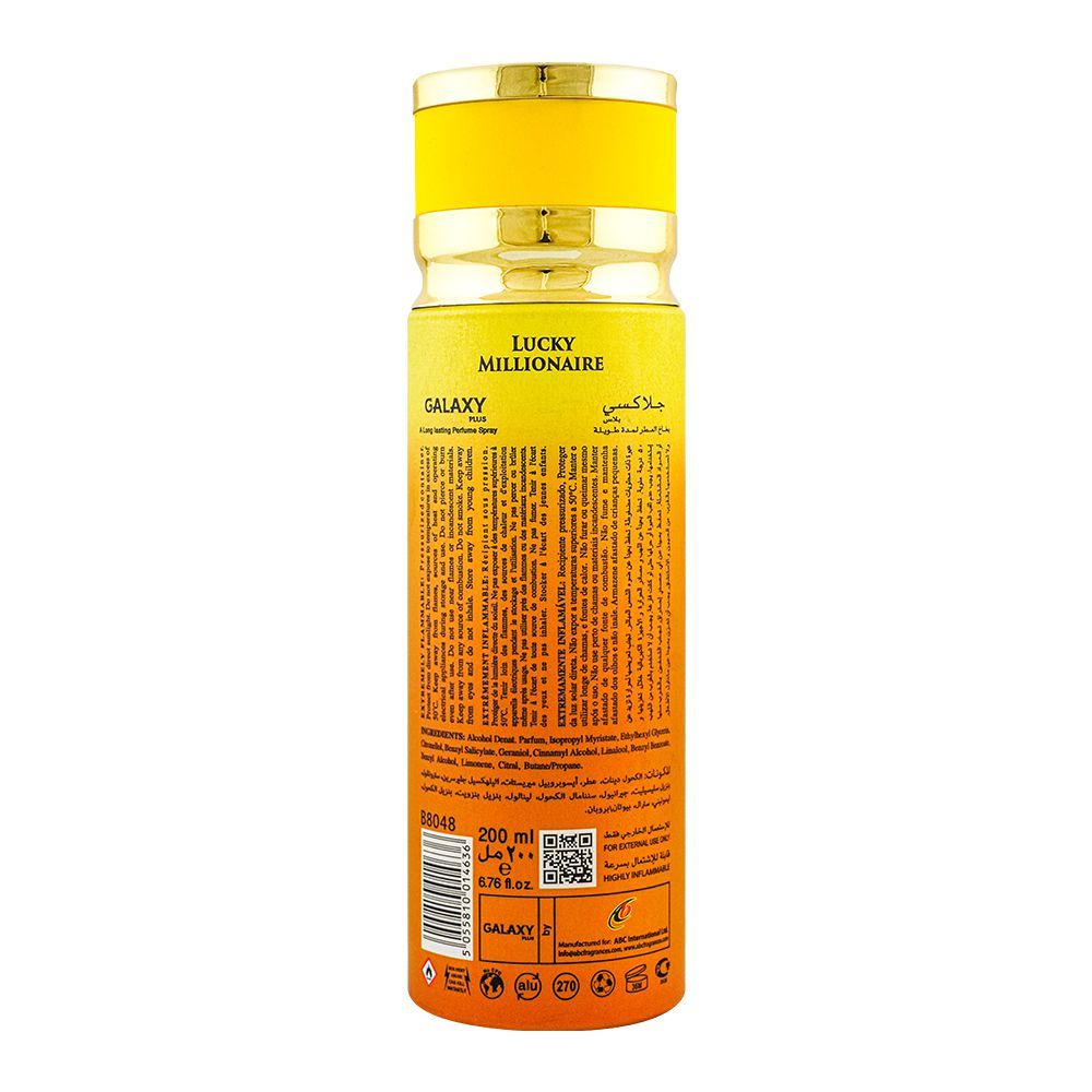 Galaxy Concept Lucky Millionaire Pour Homme Perfume Body Spray| United Kingdom | For Men