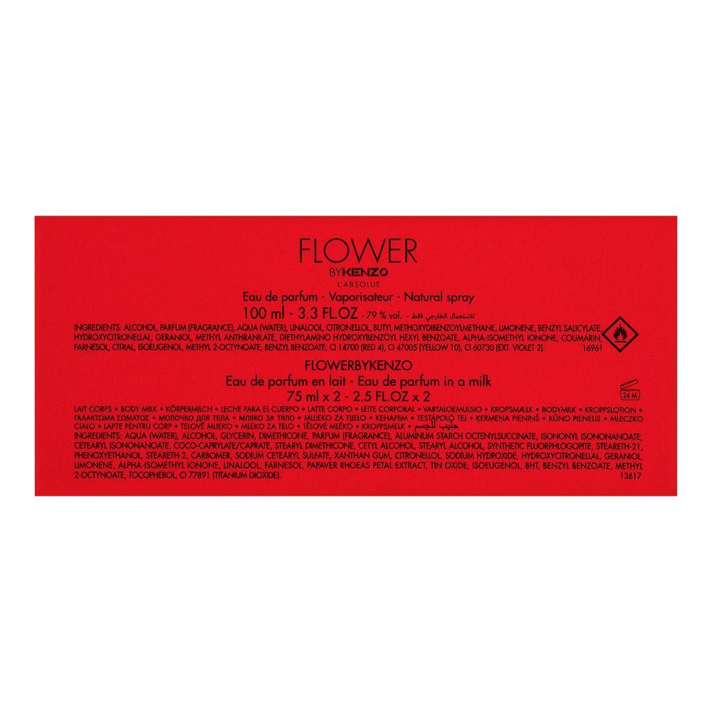 Kenzo Flower By Kenzo L'Absolue Set For Women, Eau De Parfum, 100ml + Eau De Parfum En Lait, 2x75ml | France | Fragrance For Women