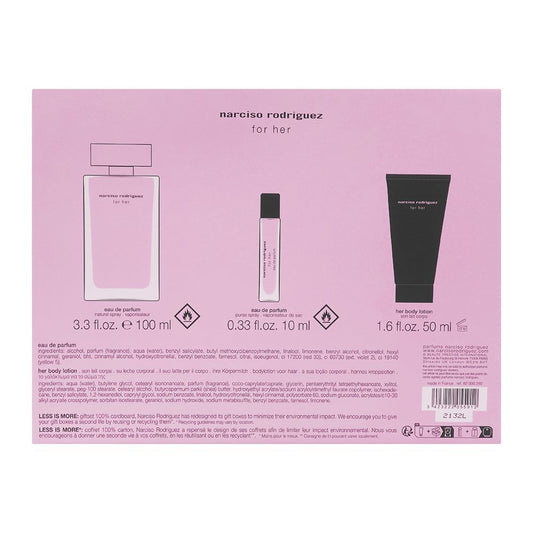 Narciso Rodriguez For Her Set Eau De Parfum 100ml + Eau De Parfum 10ml + Body Lotion, 50ml | France | Fragrance For Women