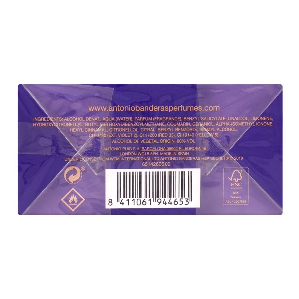 Antonio Banderas Her Secret Desire Eau De Toilette, 80ml | Spain | Fragrance For Women