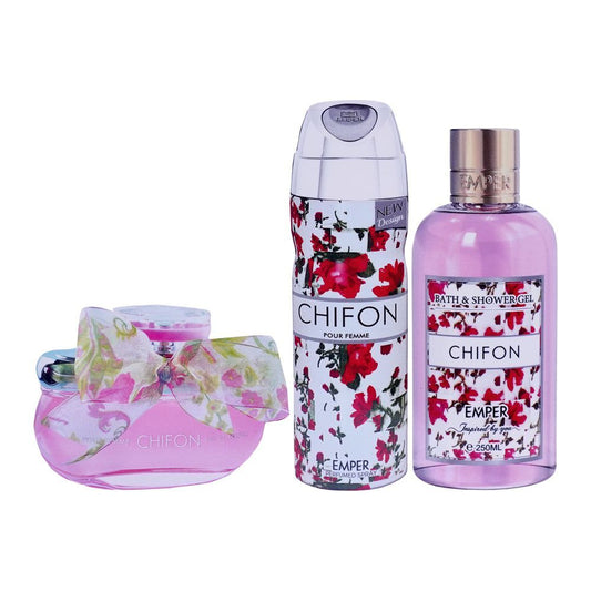 Emper Chifon Pour Femme Emper Set For Women, Eau De Toilette 100ml + Deo 200ml + Shower Gel, 250ml | United Arab Emirates | Fragrance For Women