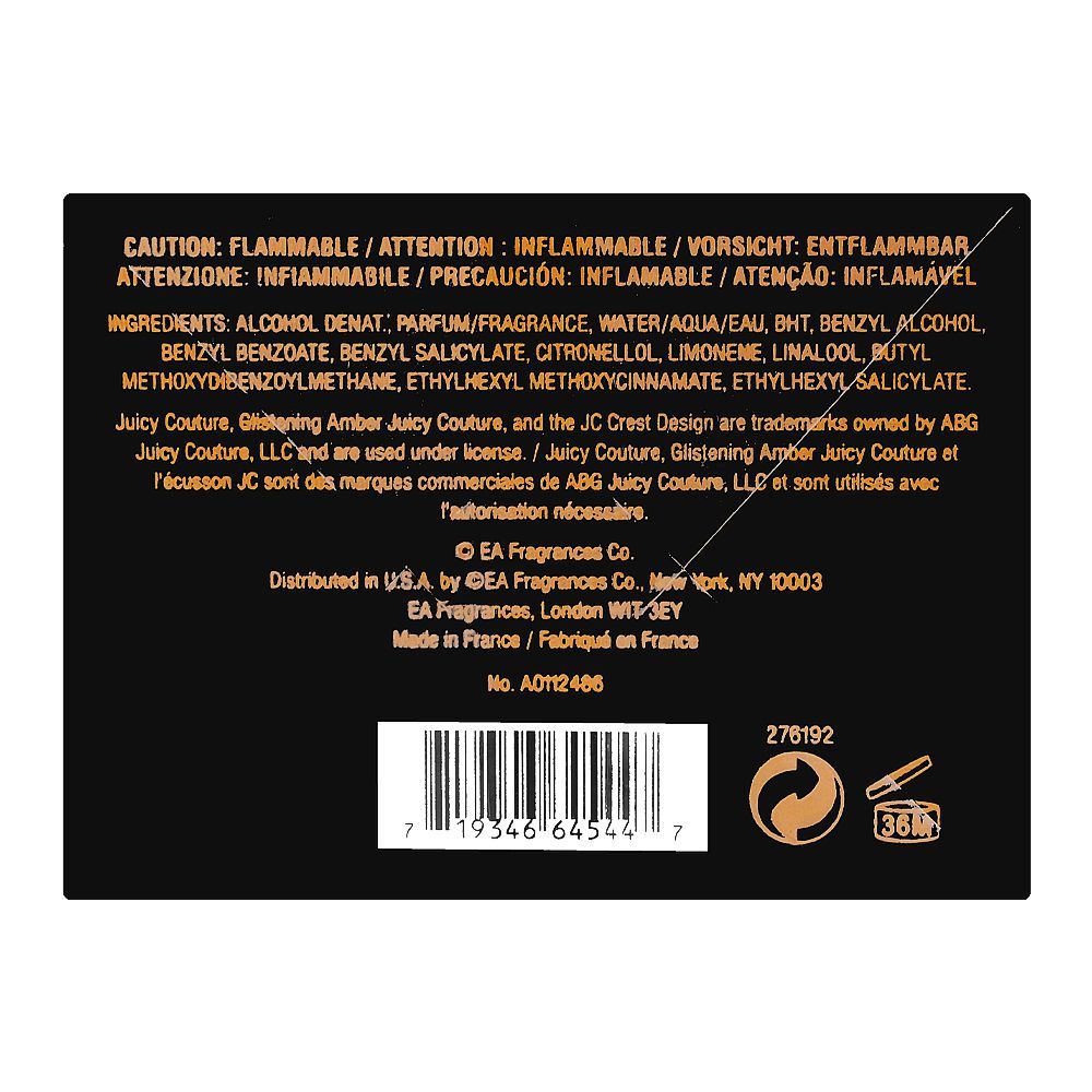 Juicy Couture Glistening Amber, Eau de Parfum, 100ml | France | Fragrance For Women
