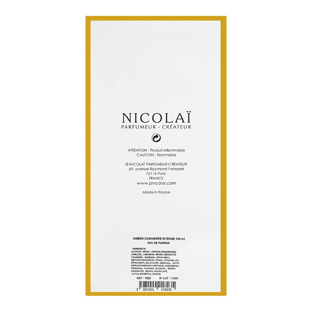 Nicolai Ambre Cashmere Intense, Eau de Parfum, 100ml | France | Fragrance For Men & Women