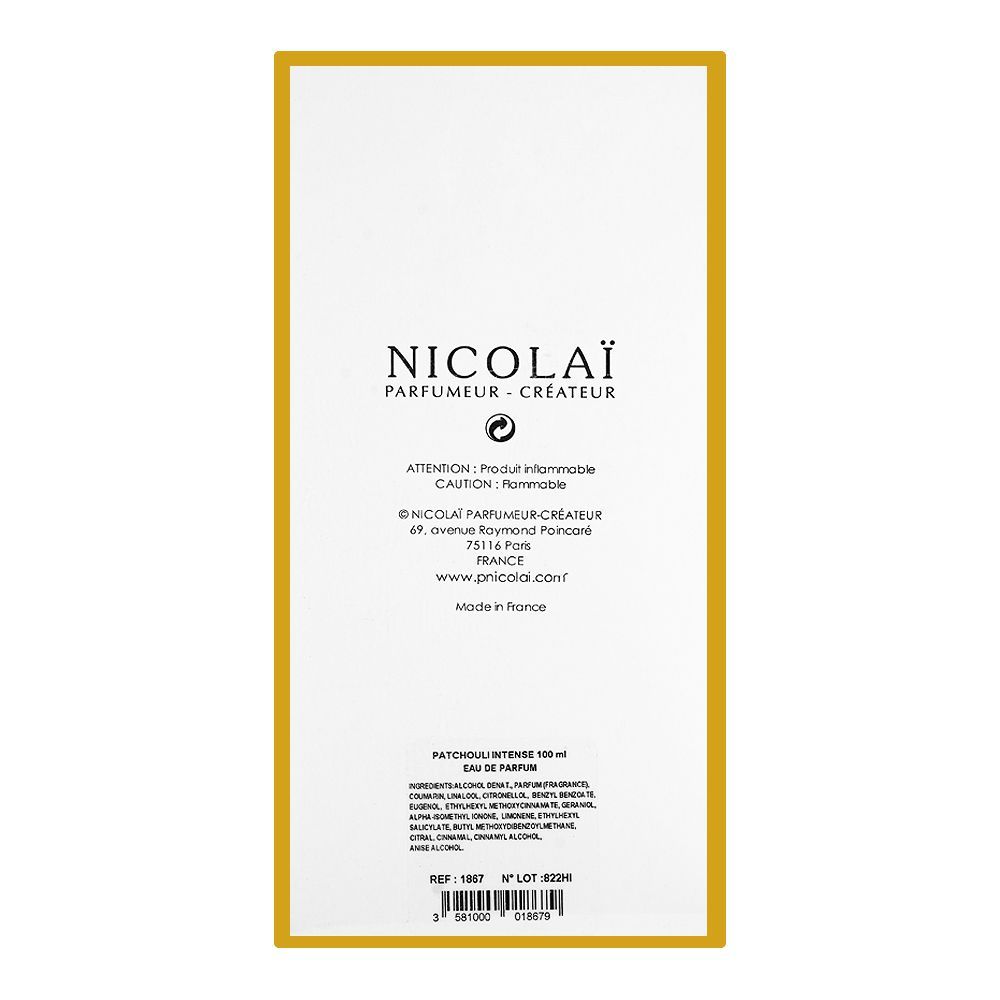 Nicolai Patchouli Intense, Eau de Parfum, 100ml | France | Fragrance For Men & Women