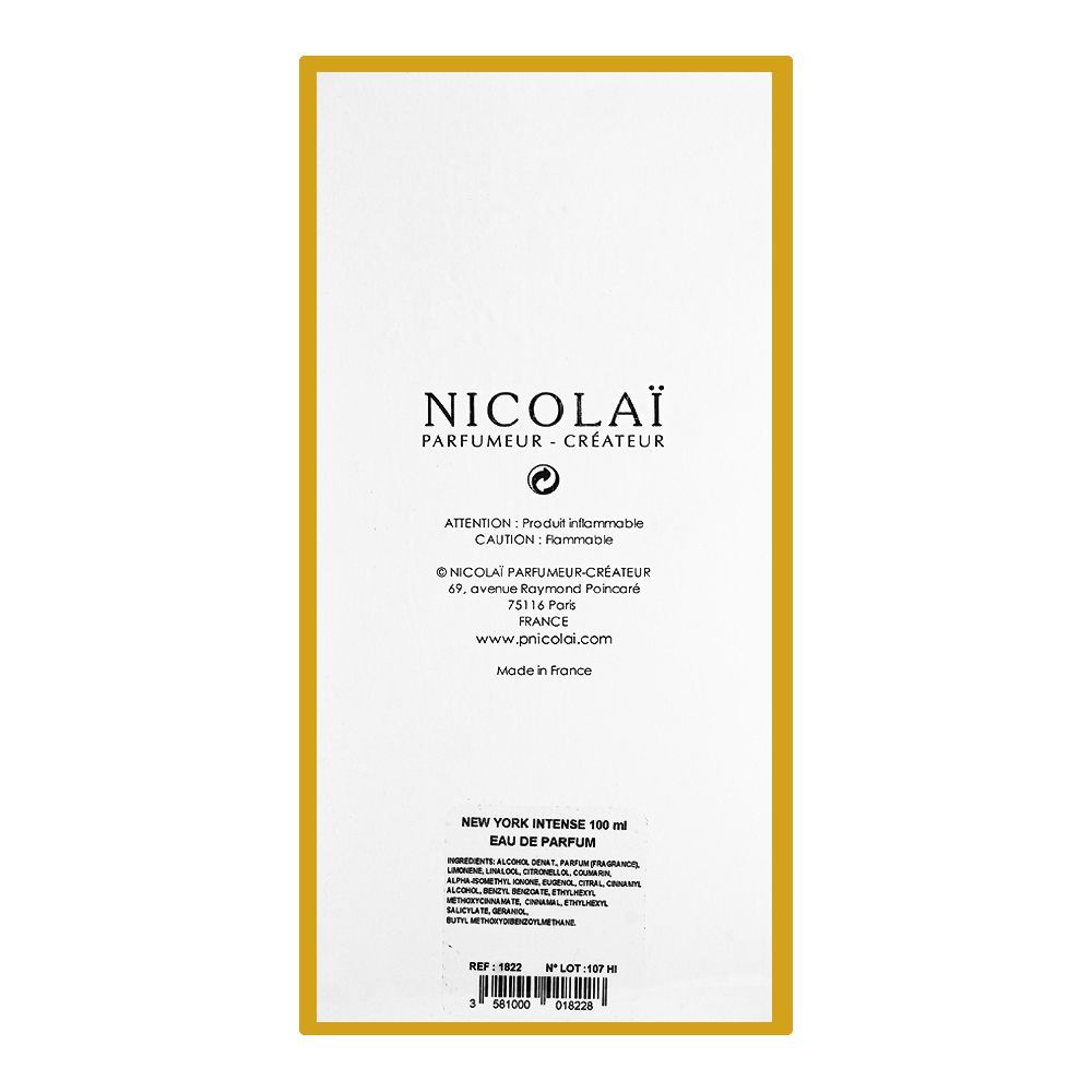 Nicolai New York Intense, Eau de Parfum, 100ml | France | Fragrance For Men & Women