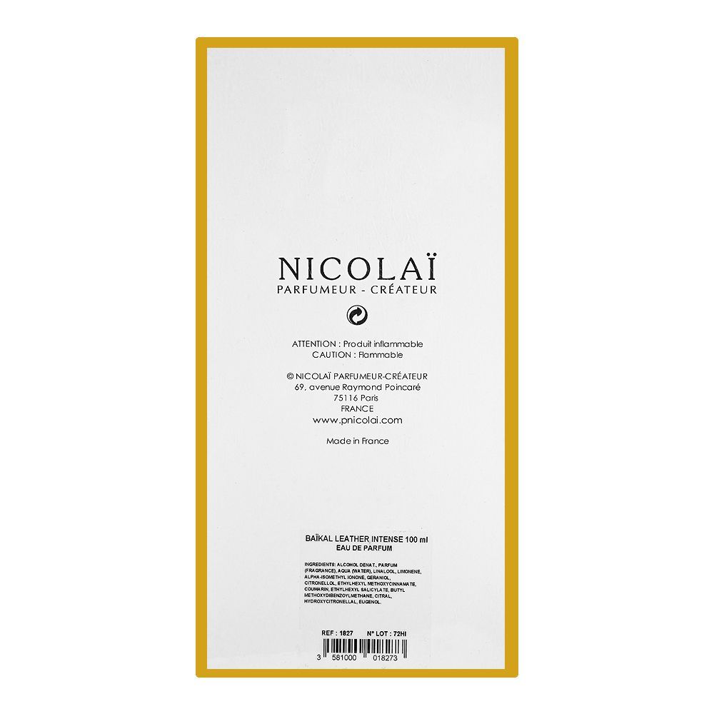 Nicolai Baikal Leather Intense, Eau de Parfum, 100ml | France | Fragrance For Men & Women