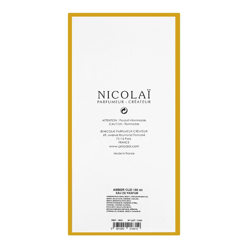 Nicolai Amber Oud, Eau de Parfum, 100ml | France | Fragrance For Men & Women
