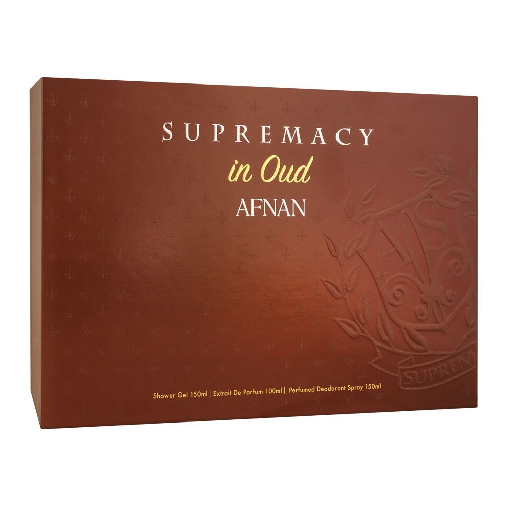 Afnan Supremacy In Oud Gift Set, For Men & Women, Eau de Parfum 100ml + Shower Gel 150ml + Deodorant Spray 150ml | United Arab Emirates | Fragrance For Men & Women