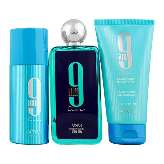 Afnan 9AM Dive Gift Set, For Men, 3-Pack | United Arab Emirates | Fragrance For Men