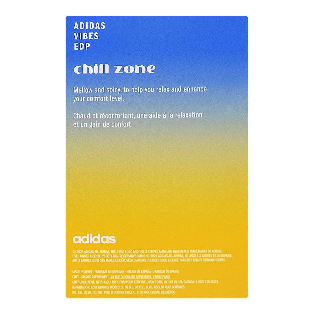 Adidas Vibes Chill Zone, Eau de Parfum, 100ml | Spain | Fragrance For Men & Women