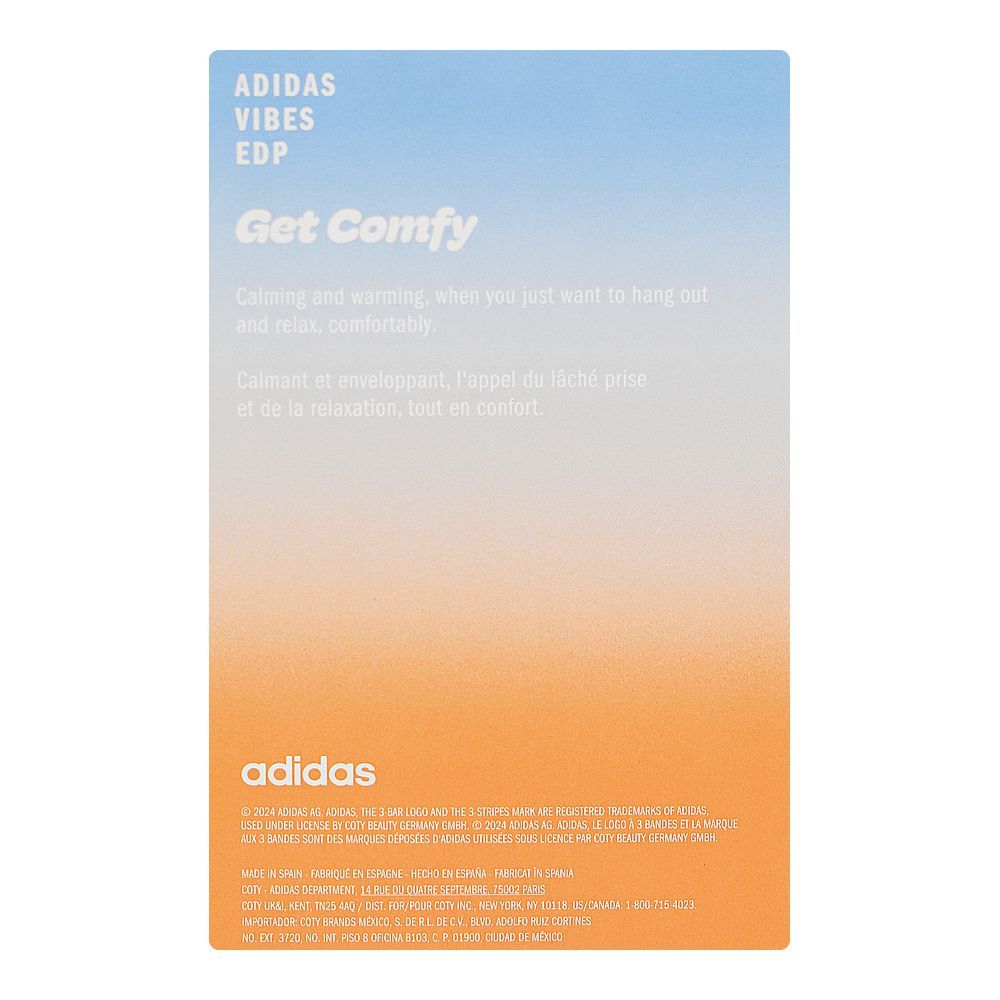 Adidas Vibes Get Comfy, Eau de Parfum, 100ml | Spain | Fragrance For Men & Women