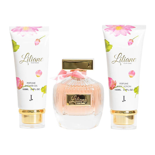 Junaid Jamshed Liliane Pour Femme Set, Eau De Parfum Body Lotion+Shower Gel, 100ml | Nationwide | Fragrance For Women