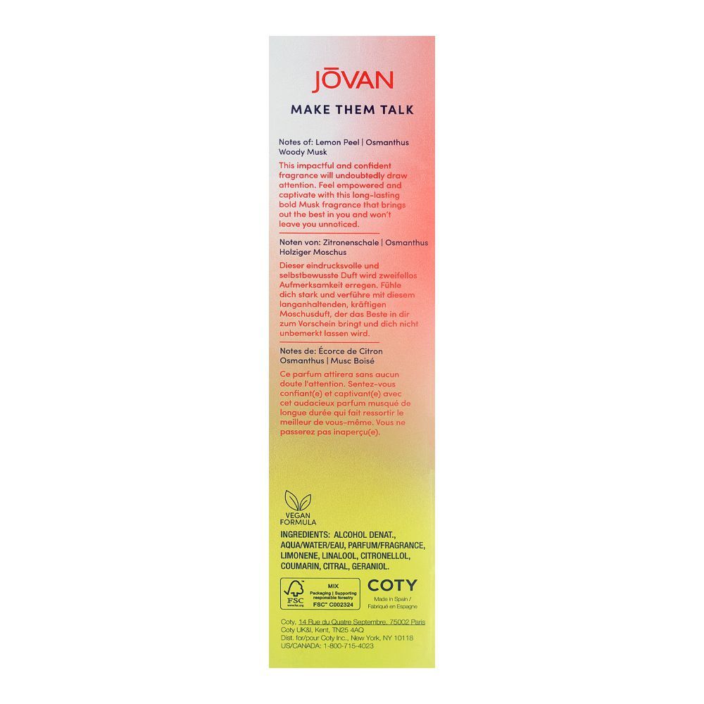 Jovan Make Them Talk Captivating Musk Eau De Parfum, 100ml | United States | Fragrance For Men & Women