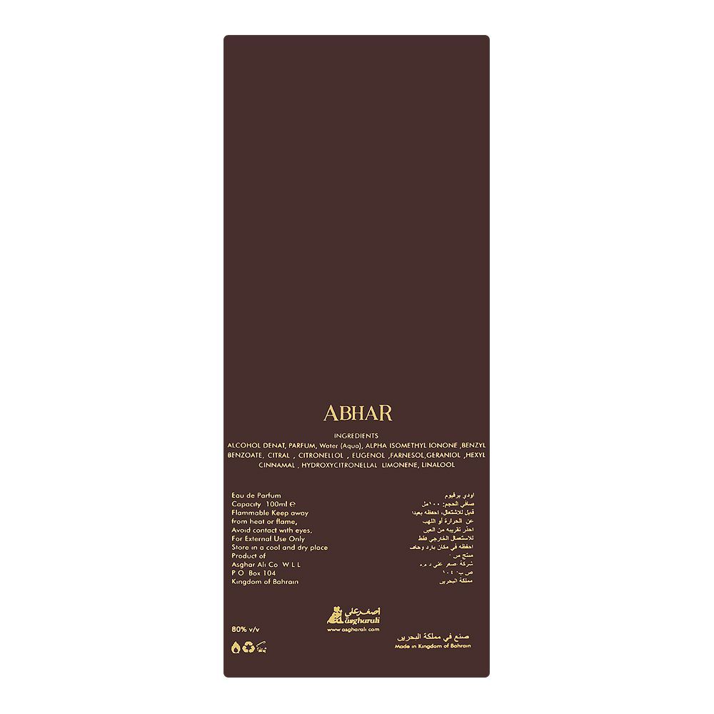 Asghar Ali Abhar Eau De Parfum, 100ml | United Arab Emirates | Fragrance For Men & Women