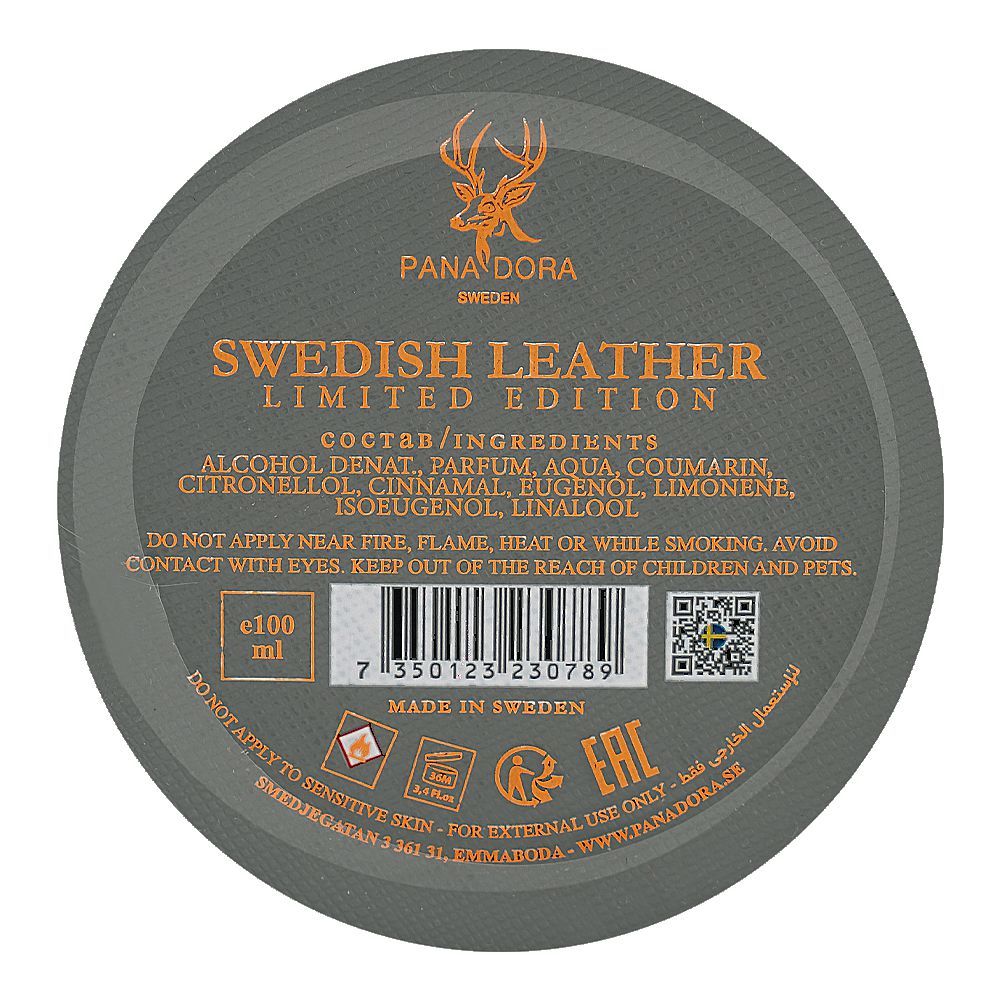 Pana Dora Sweden Swedish Leather Extrait, Eau De Parfum, 100ml | Sweden | Fragrance For Men & Women