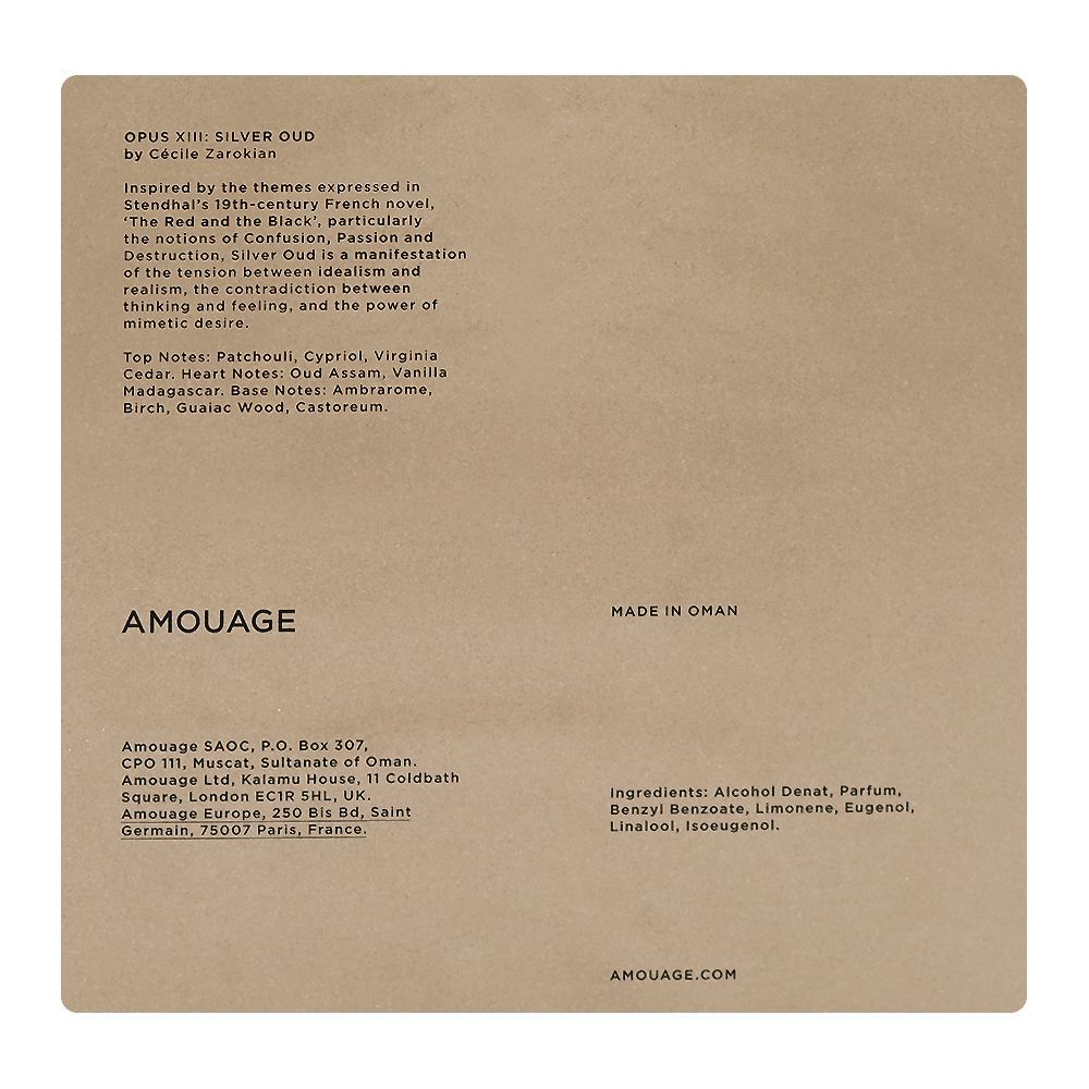 Amouage Opus XIII Silver Oud, Eau De Parfum, 100ml | Oman | Fragrance For Men & Women