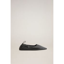 Gathered Leather Ballerina