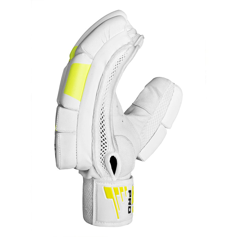 CA Cricket Batting Gloves - Pro 8000 For Adults - Left Handed White/Yellow | CA Cricket Batting Gloves | Cricket