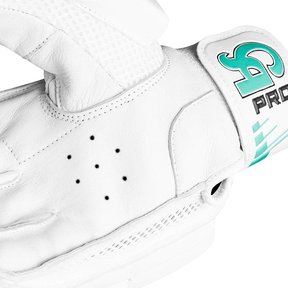 CA Cricket Batting Gloves - Pro 10000 For Adults - Left Handed White/Cyan | CA Cricket Batting Gloves | Cricket