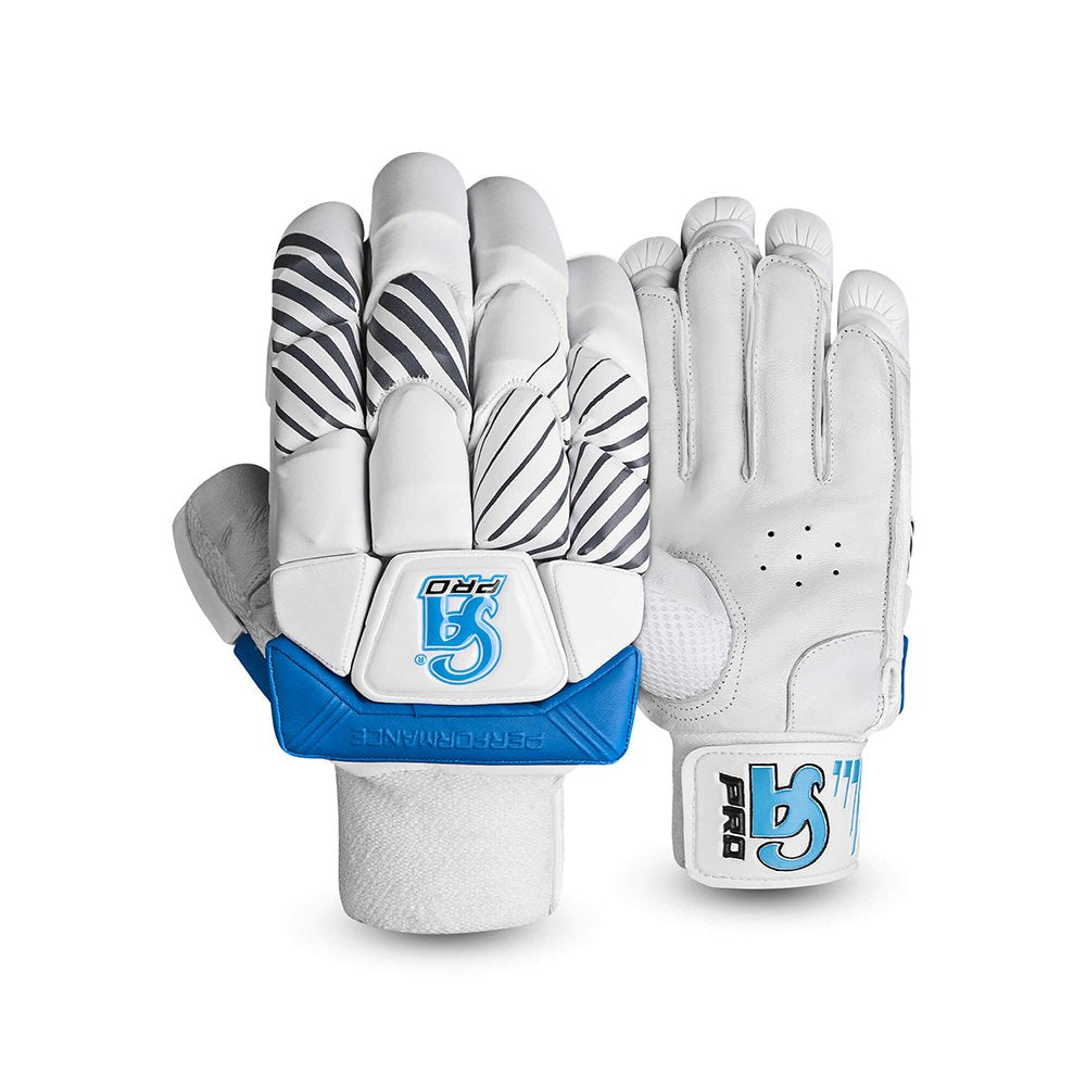 CA Cricket Batting Gloves - Pro Performance For Adults - Right Handed White/Blue | CA Cricket Batting Gloves | Cricket