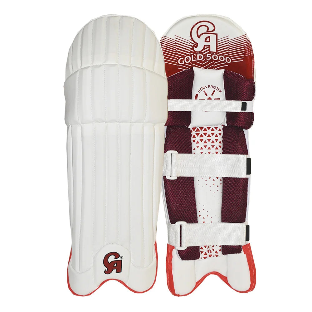CA Gold 5000 Cricket Batting Pad Right Handed - White/Red | CA Cricket Batting Pad | Cricket