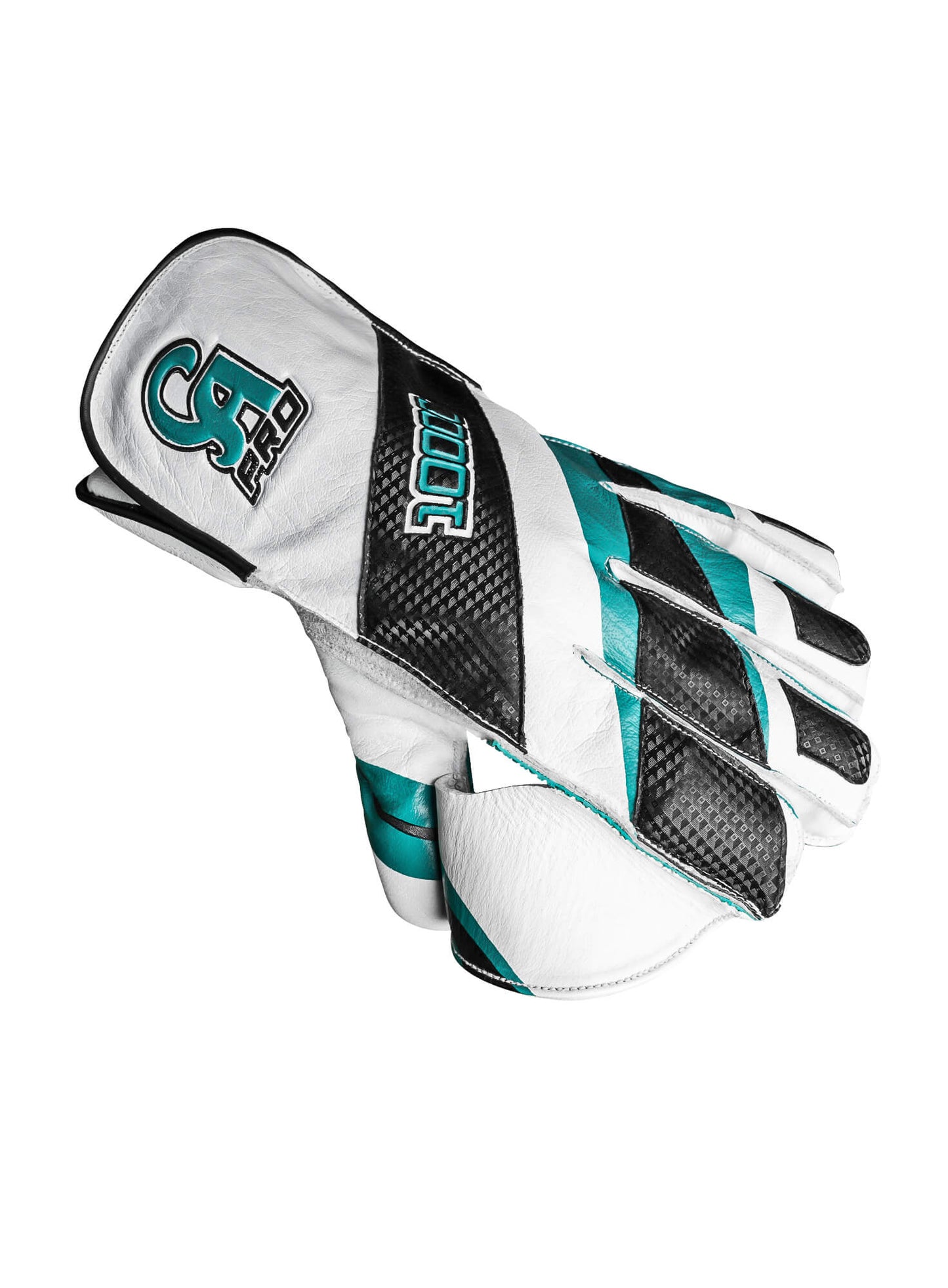 CA Cricket Wicket Keeping Gloves - PRO 10000 Right Handed White/Cyan | CA Cricket Batting Gloves | Cricket