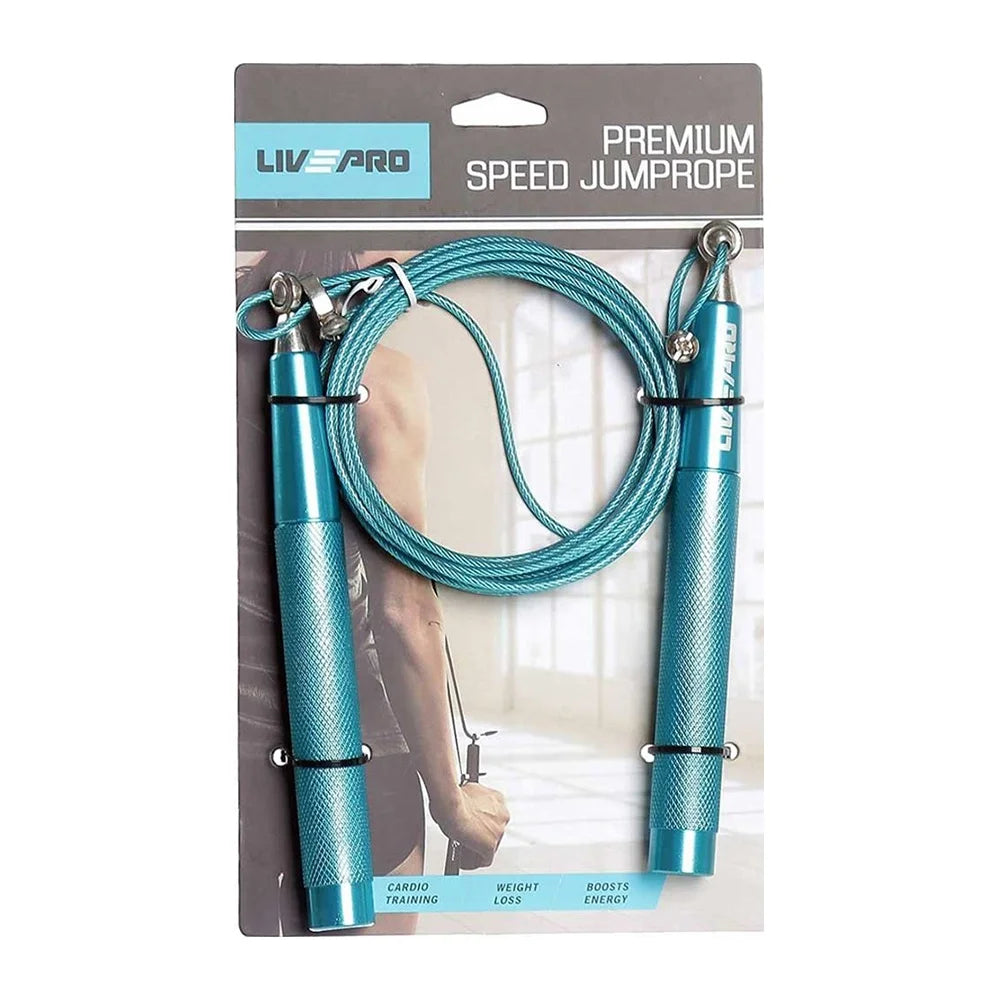 Livepro Weighted Speed Skipping Jump Rope Steel Wire + Steel Handle 185G - Blue LP8283 | Livepro Jump Rope | Jump Rope