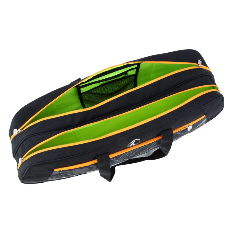 PROKENNEX Tennis Kit Bag - Rectangular Bag 03 Chamber For 6 Rackets - Black/Gray | Prokennex Tennis Kit Bag | Tennis Kit Bag