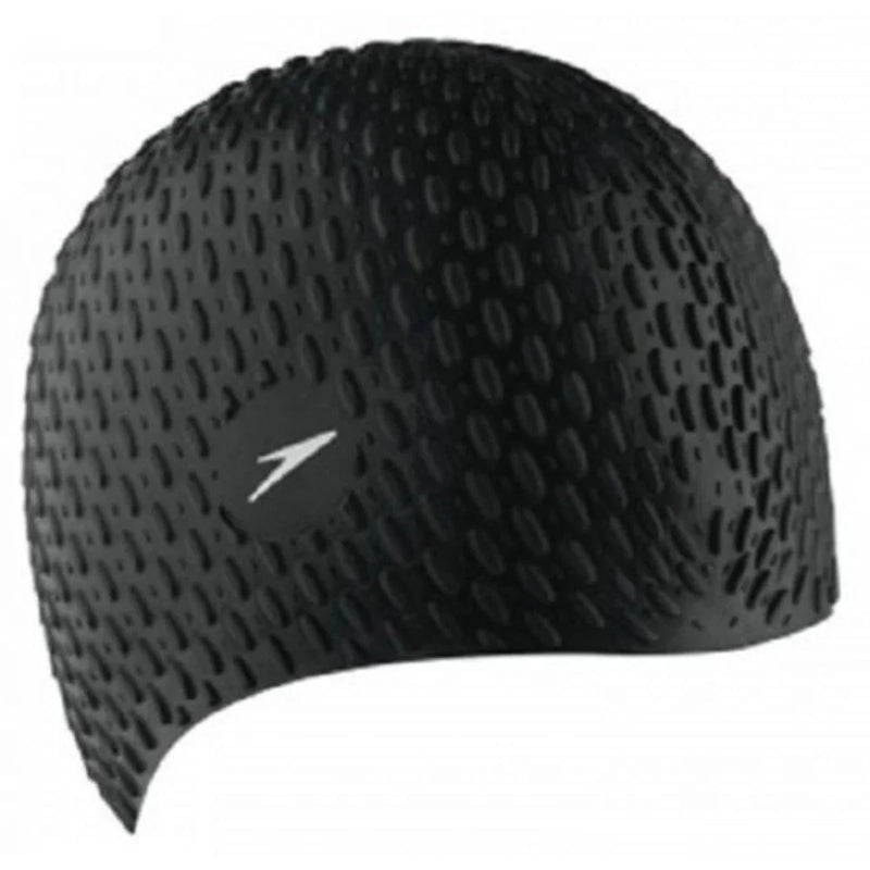 Speedo Adult Swimming Bubble Cap Silicon - Black | Speedo Adult Cap | Swimming Cap