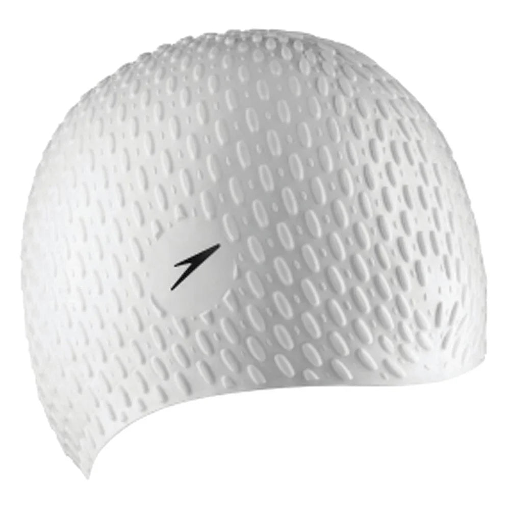Speedo Adult Swimming Bubble Cap Silicon - White | Speedo Adult Cap | Swimming Cap