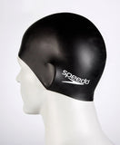 Speedo Swimming Cap Silicone Cap Plain Flat Swim Cap Adults - Black | Speedo Adult Cap | Swimming Cap