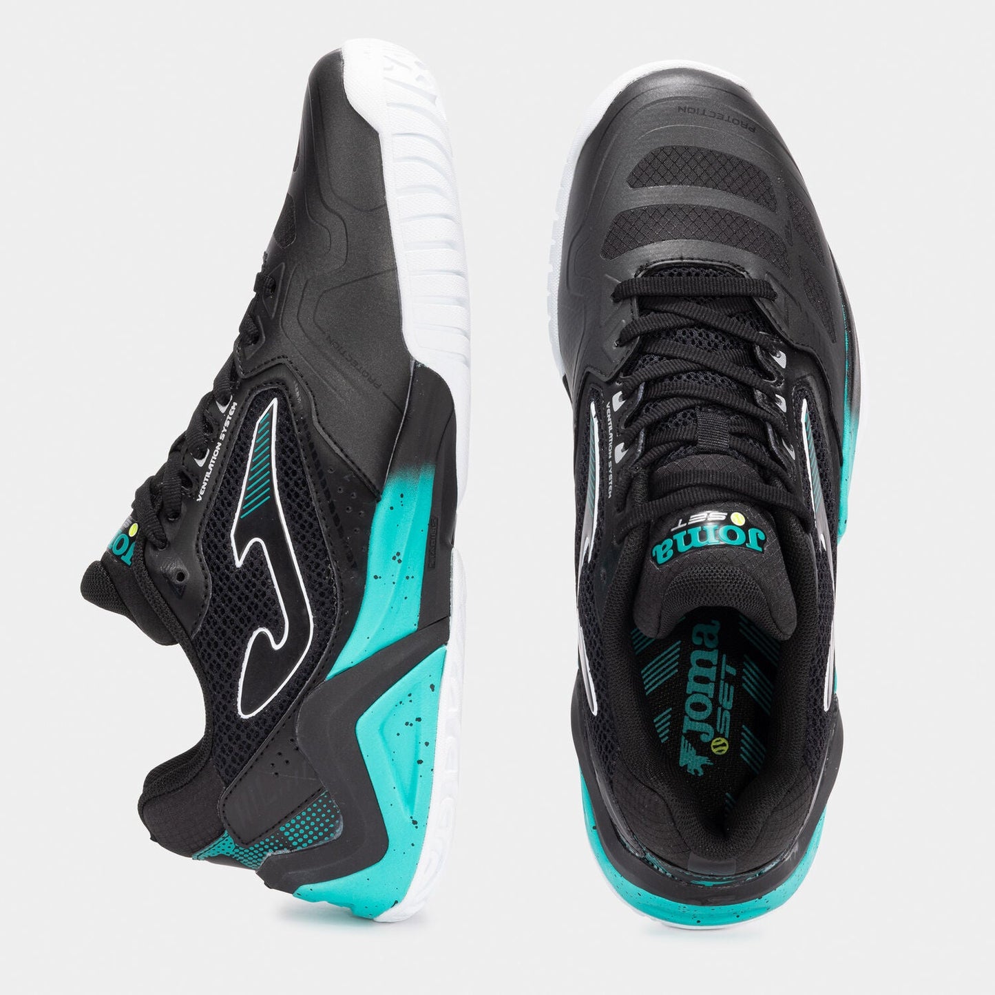 JOMA Mens Tennis Shoes - Set TSETS-2501AC Black/Cyan | Joma Men Shoes | Tennis Shoes