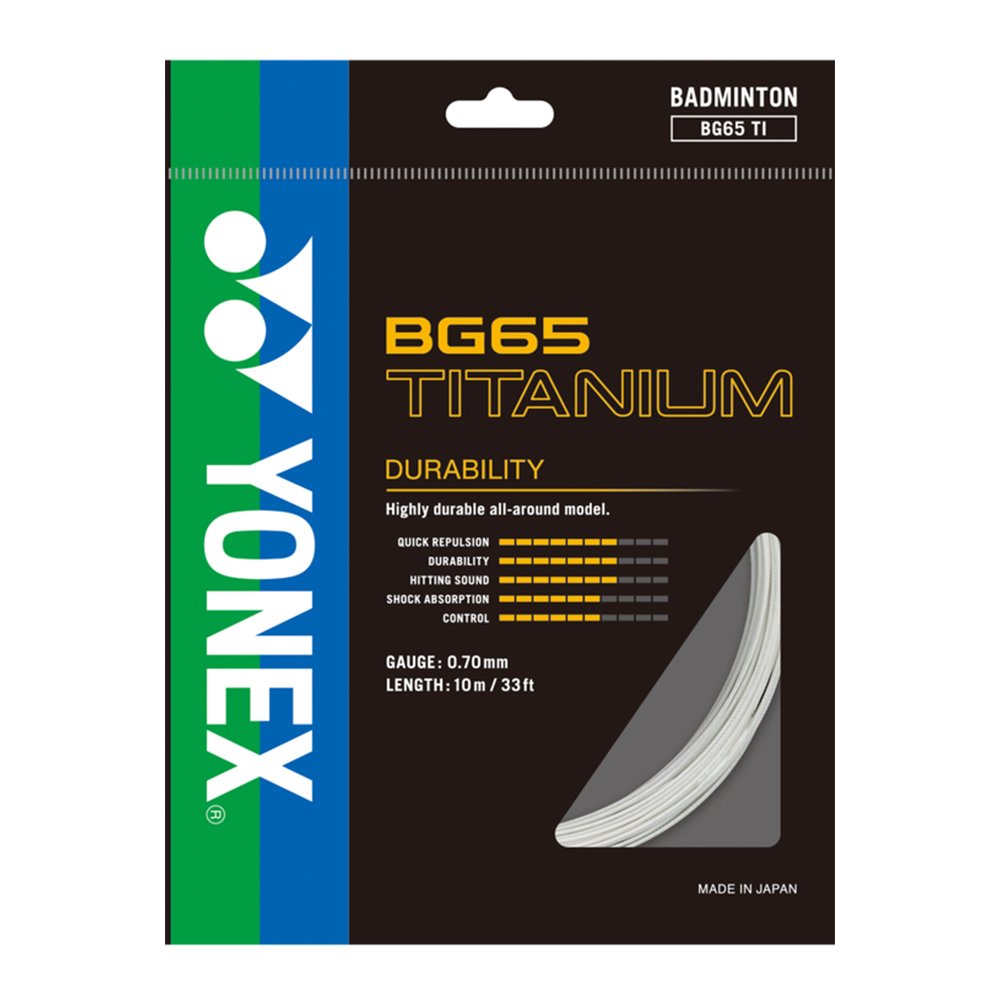 Yonex Badminton String - BG 65 Titanium - For Hard Hitters - White | Yonex Badminton String | Badminton String