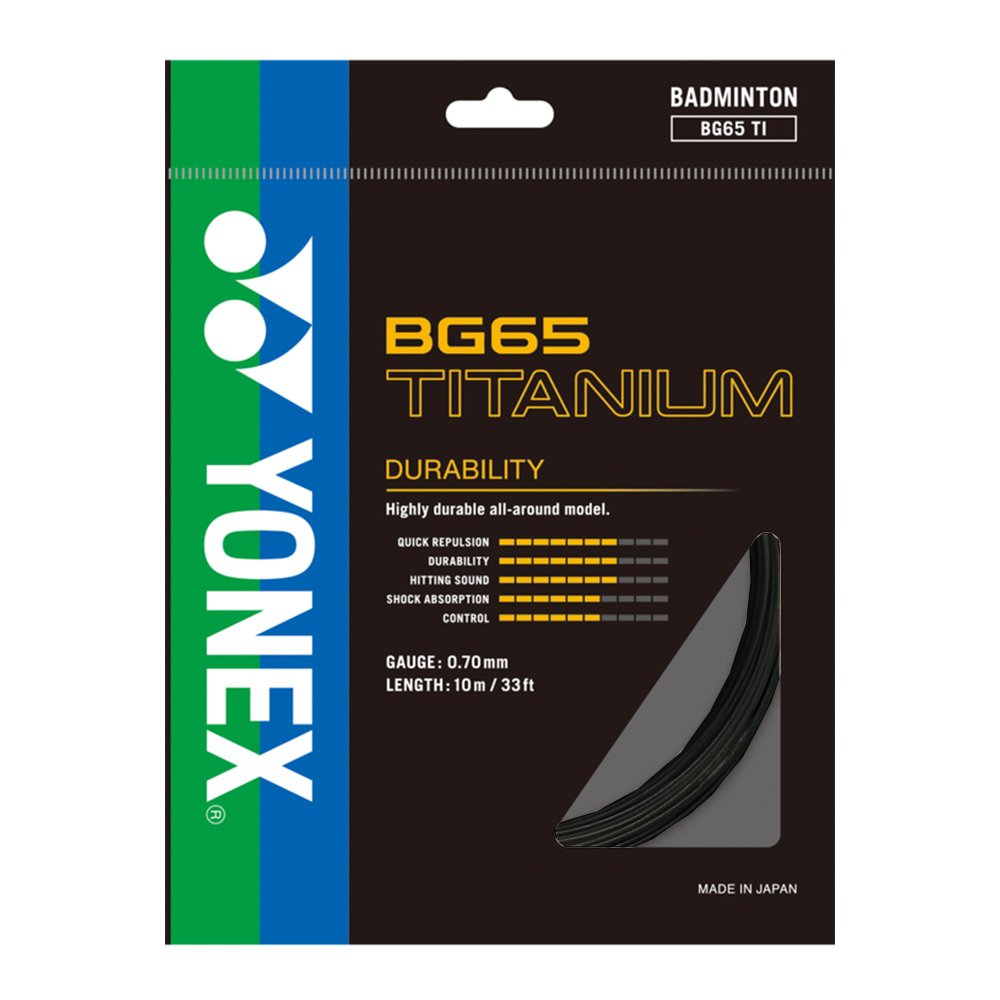 Yonex Badminton String - BG 65 Titanium - For Hard Hitters - Black | Yonex Badminton String | Badminton String